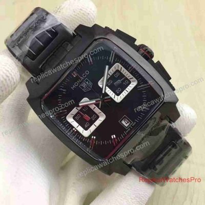 Copy Tag Heuer Watch Monaco Black PVD / Black Chronograph Dial